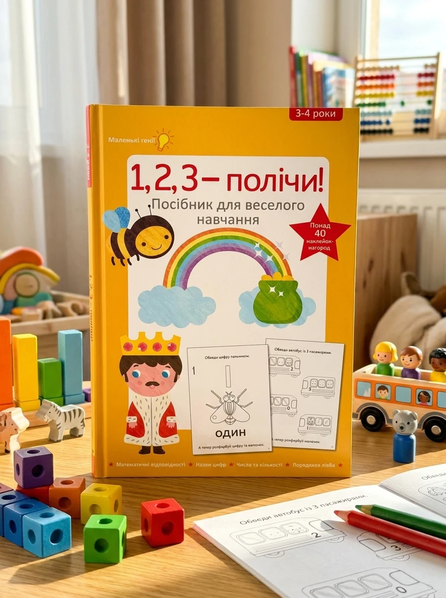 1, 2, 3 - полічи. 3-4 роки. Посібник для веселого навчання