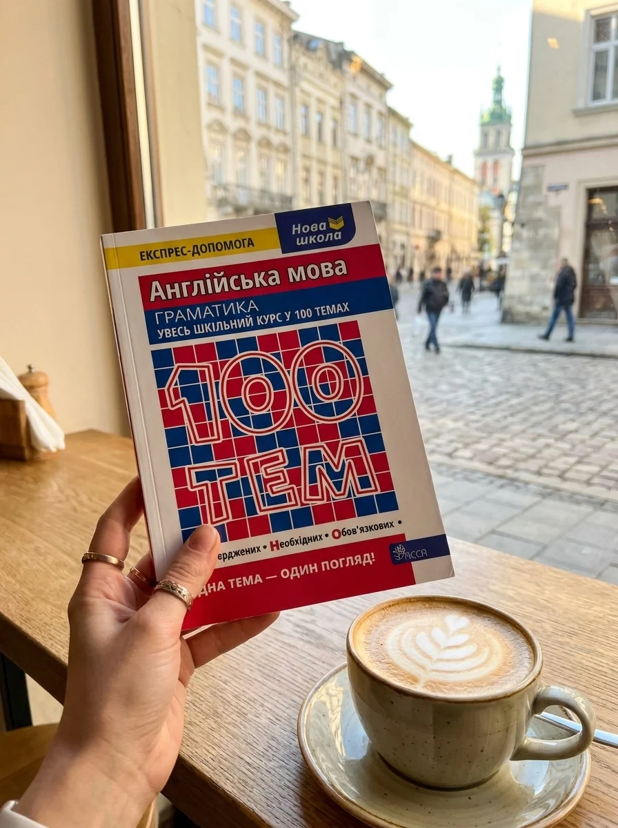 100 тем. Англійська мова. Граматика — Вікторія Омеляненко, обкладинка