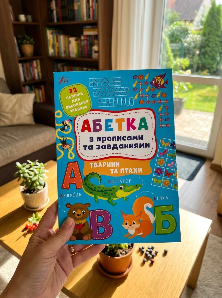 Абетка з прописами та завданнями. Тварини та птахи — Пізнавальні книги для дітей