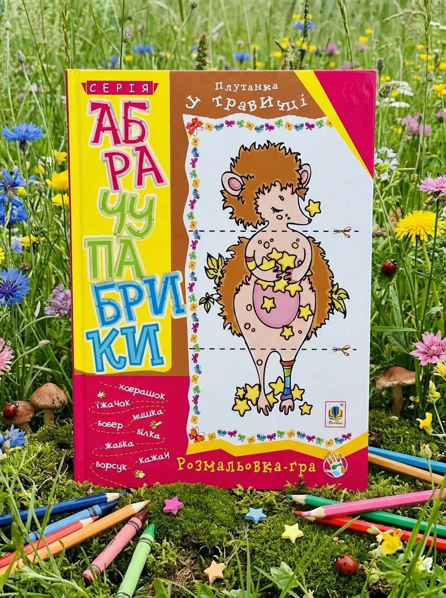 Абрачупабрики. Плутанка у травичці: розмальовка-гра для дітей молодшого шкільного віку.