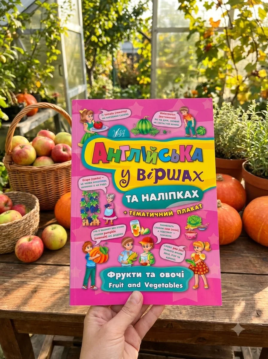 Англійська у віршах та наліпках. Фрукти та овочі. Fruit and vegetables — Книги-іграшки