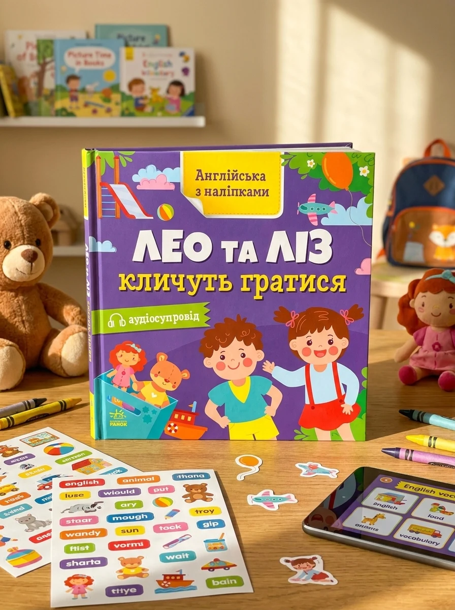 Англійська з наліпками. Лео та Ліз кличуть гратися — Вивчення мов