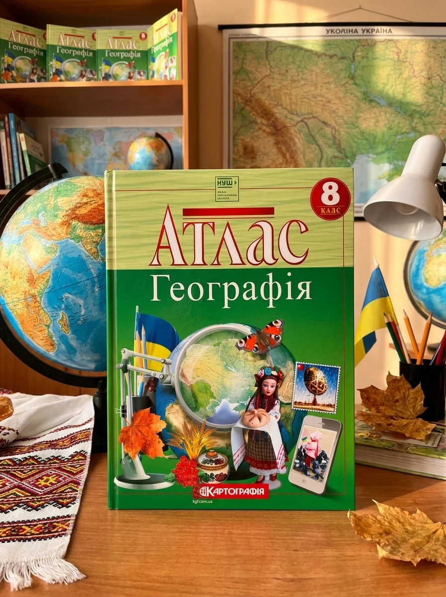 Атлас. 8 клас. Україна у світі: природа, населення. (Географія) НУШ — Навчальна література