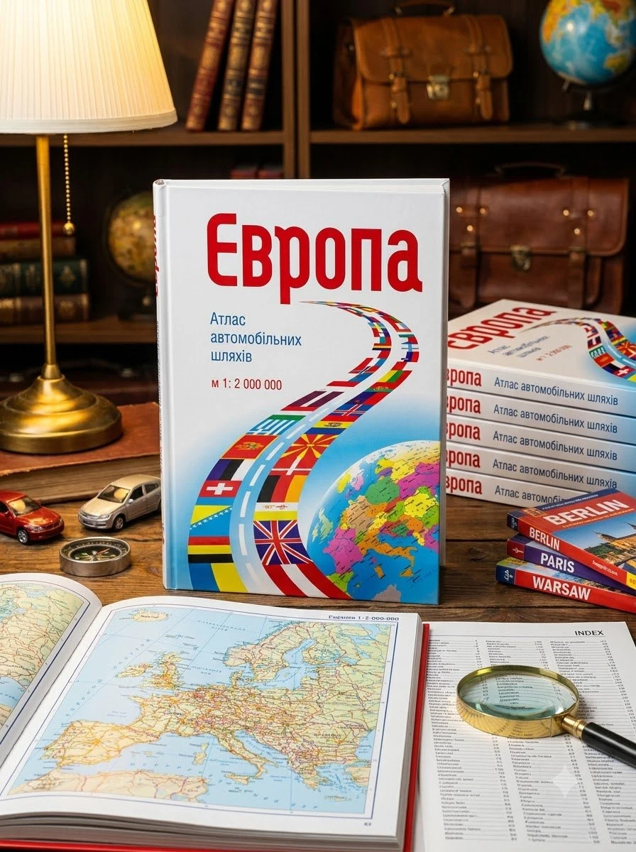 Атлас автошляхів Європи м-б 1:2 000 000 на спіралі (укр.), обкладинка