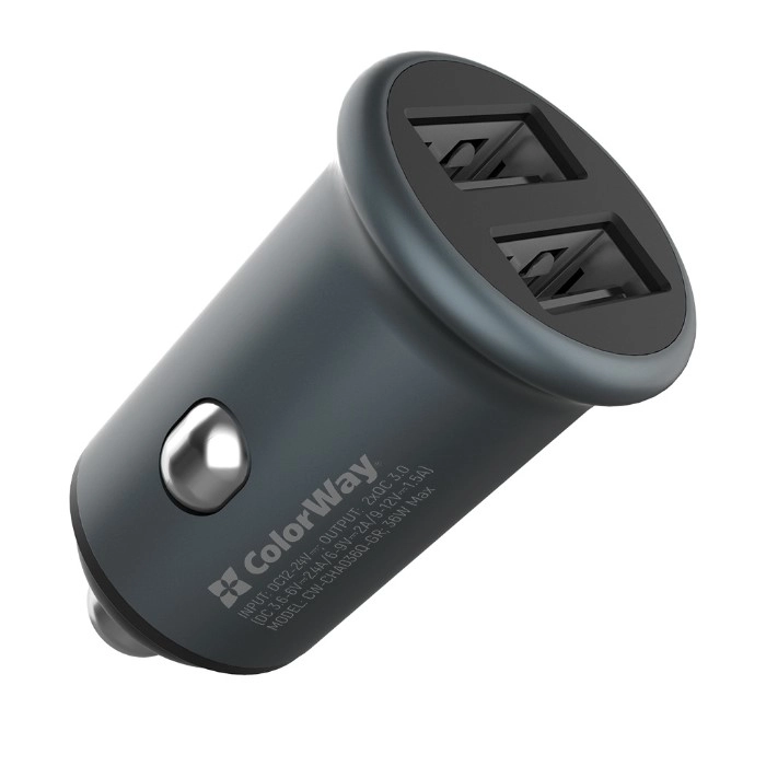 АЗП ColorWay 2USB Quick Charge 3.0 (36W) Gray (CW-CHA036Q-GR) устройство ColorWay 2USB Quick Charge 3.0 (36W) Gray (CW-CHA036Q-GR)