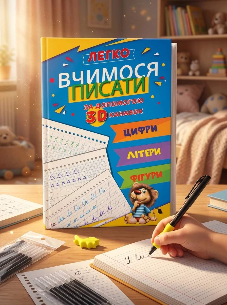 Багаторазові прописи з канавкою. 3 в 1 Цифри, Літери, Фігури, фото 2