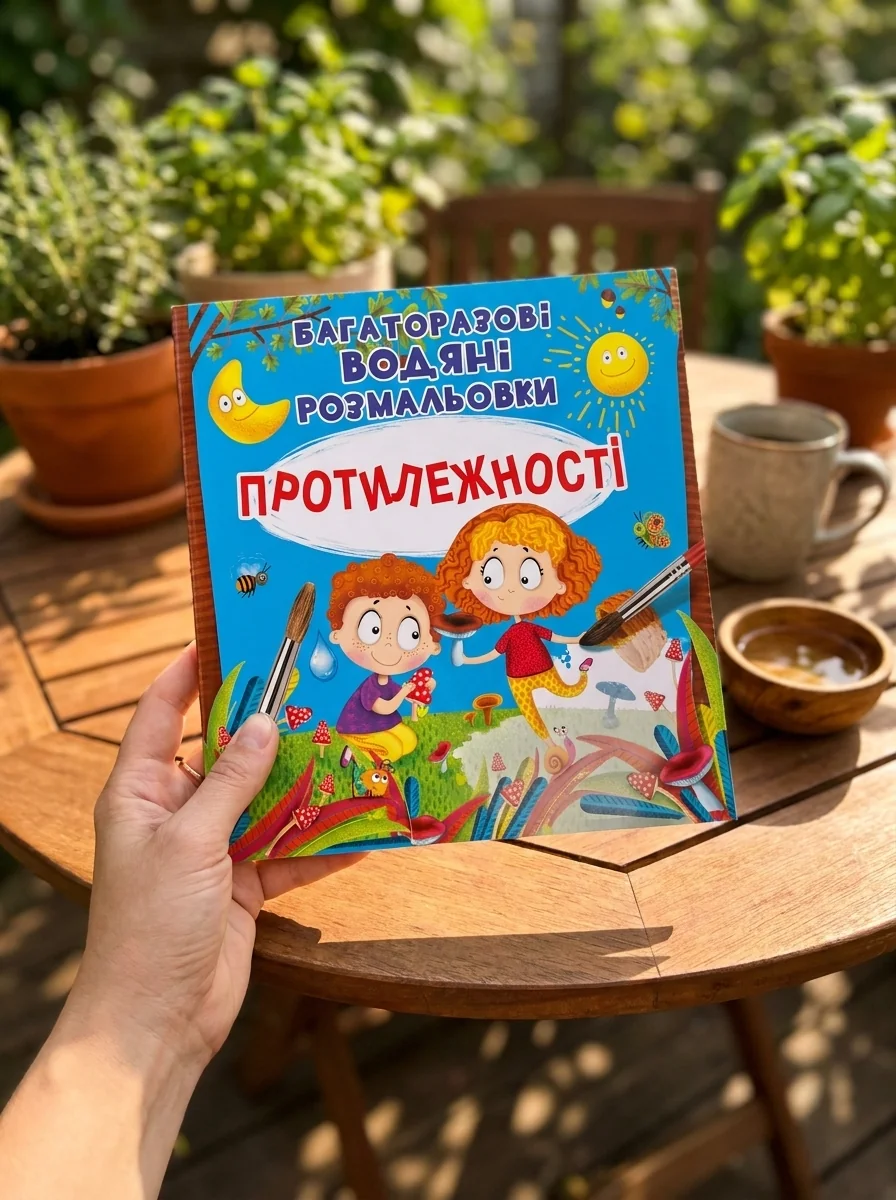 Багаторазові водяні розмальовки. Протилежності — Дитяча література