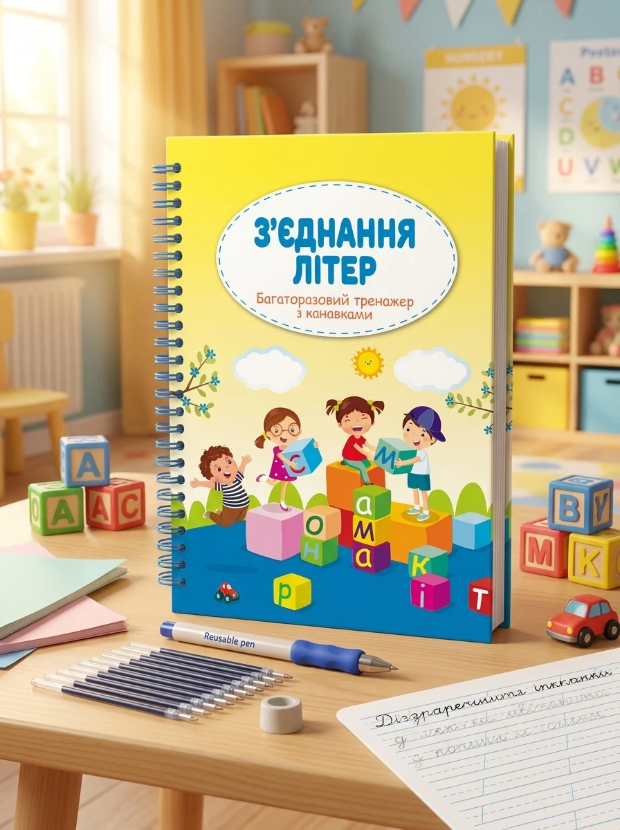 Багаторазовий тренажер з канавками З'єднання літер — Навчальна література