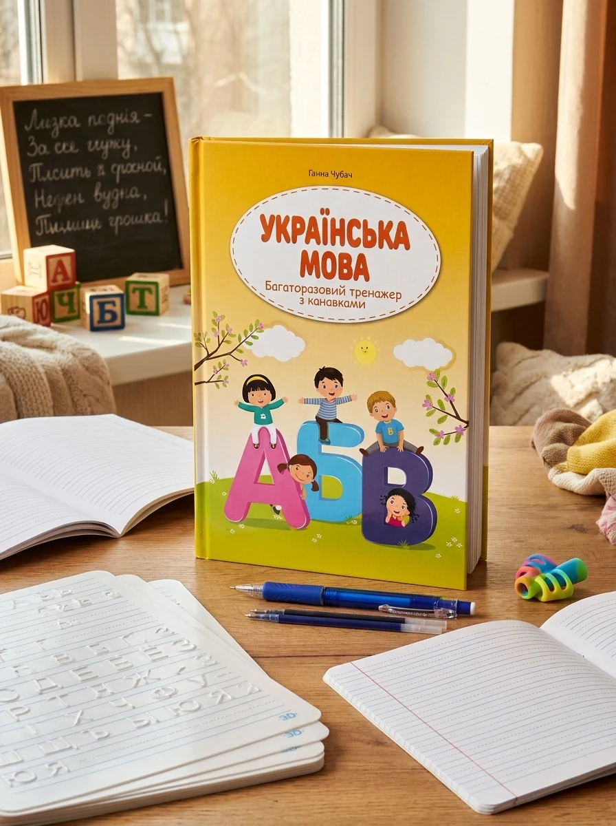 Багаторазовий тренажер з канавкави Абетка 3+ (Друковані літери, Прописні літери, Склади та слова ) — фото 2