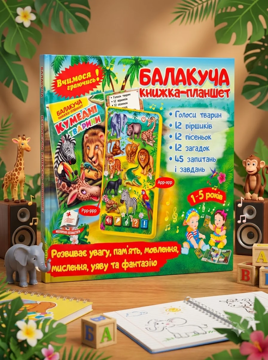 Балакуча книжка-планшет Кумедні тварини Пегас — Навчальна література