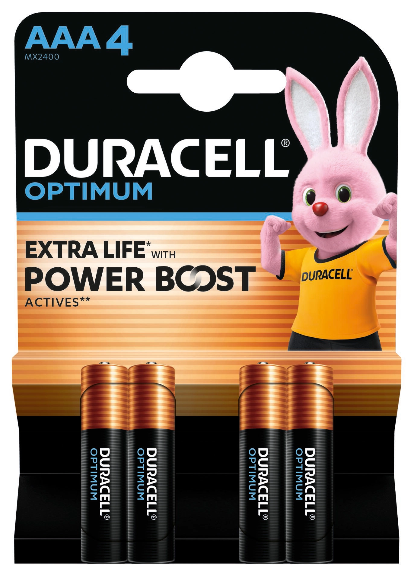 Батарейка DURACELL LR03 KPD 04*10 Optimum уп. 1x4 шт — фото 2