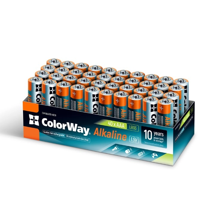 Батарейки СolorWay Alkaline Power лужні AAA (40шт) colour box