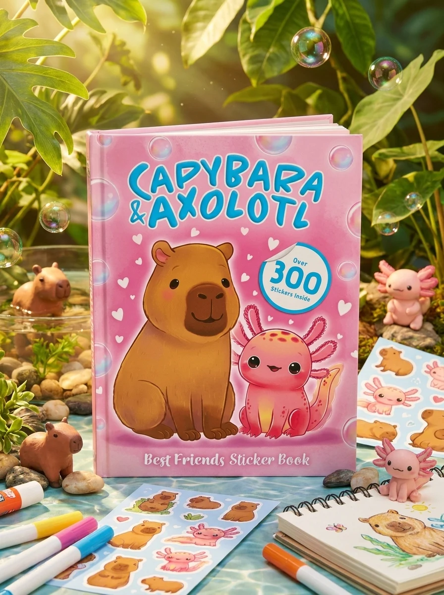 Best Friends Sticker Book: Capybara and Axolotl