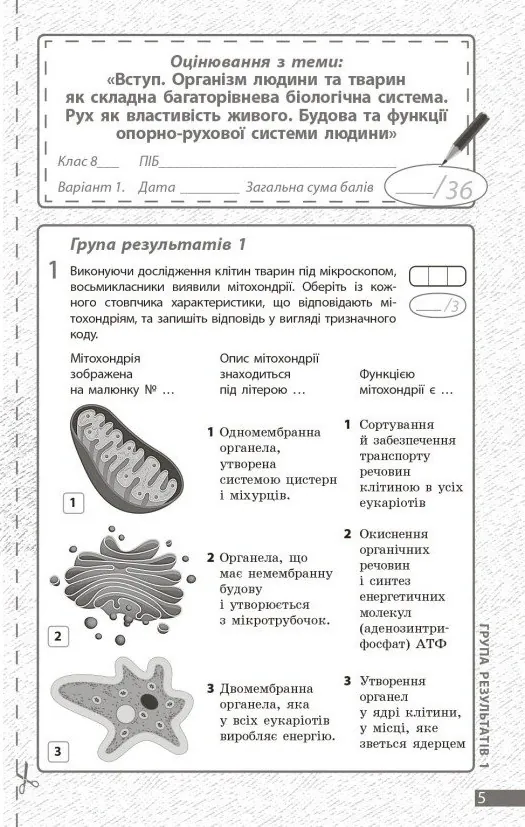 Біологія. 8 клас. Поточне та підсумкове оцінювання за групами результатів + діагностувальна робота — Людмила Довгаль, фото 3
