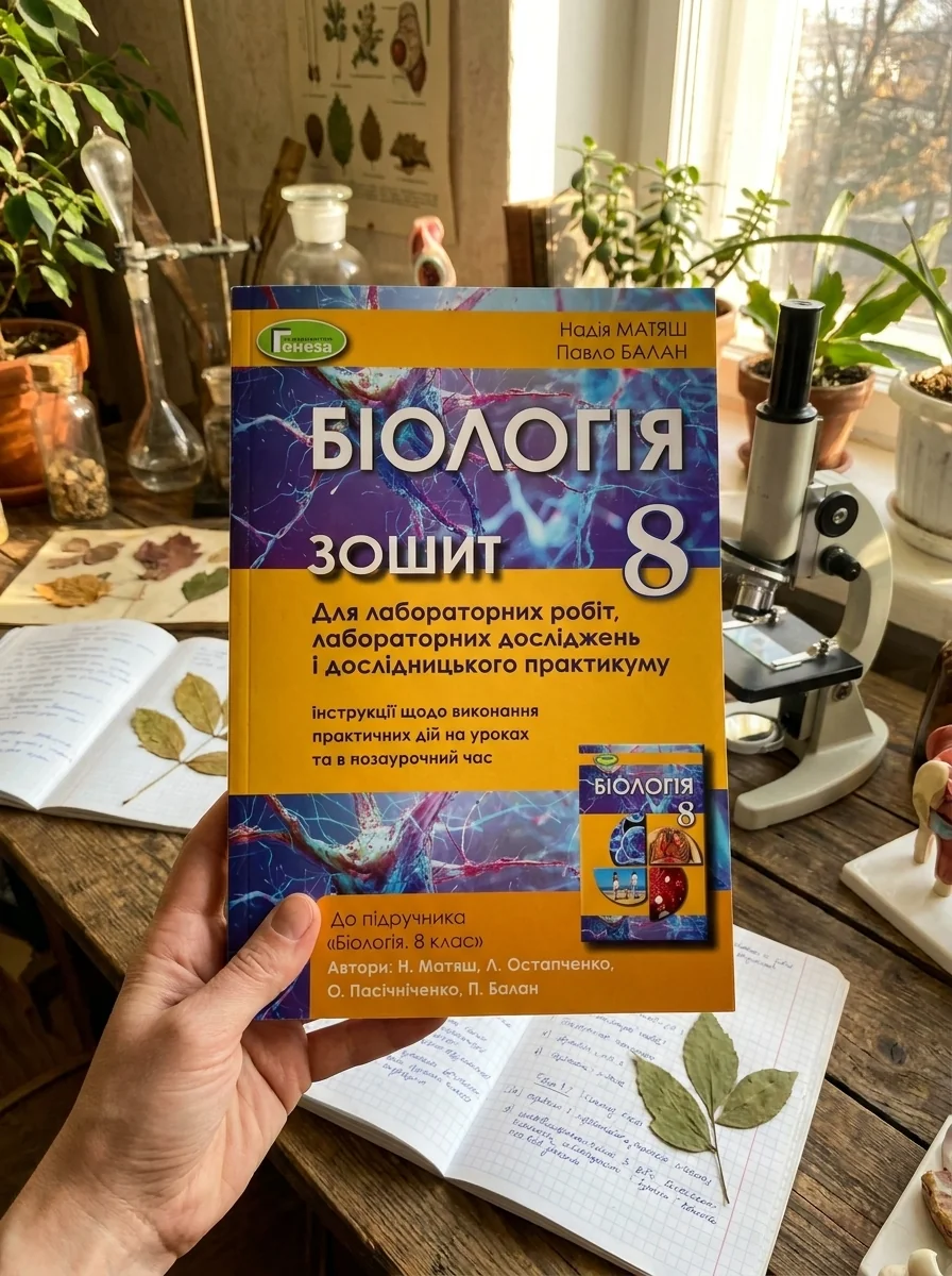 Біологія 8 клас. Зошит для лабораторних робіт і дослідницького практикуму — Павло Балан, обкладинка
