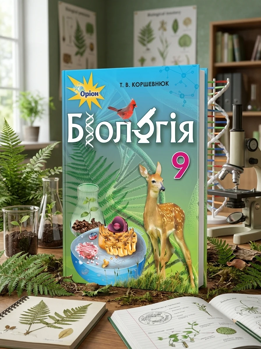 Біологія 9 клас — Тетяна Коршевнюк, обкладинка