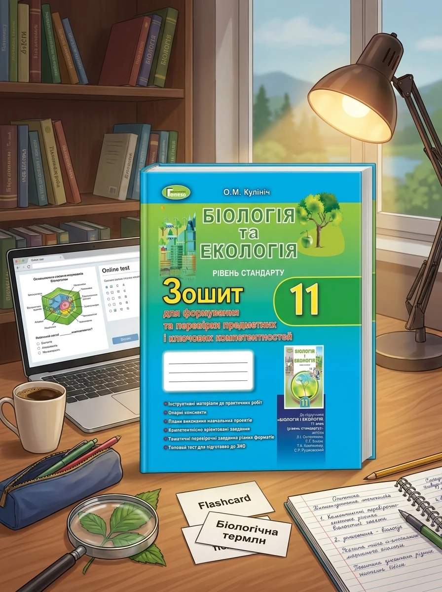 Біологія та екологія 11 клас. Зошит для формування та перевірки предметних і ключових компетентностей