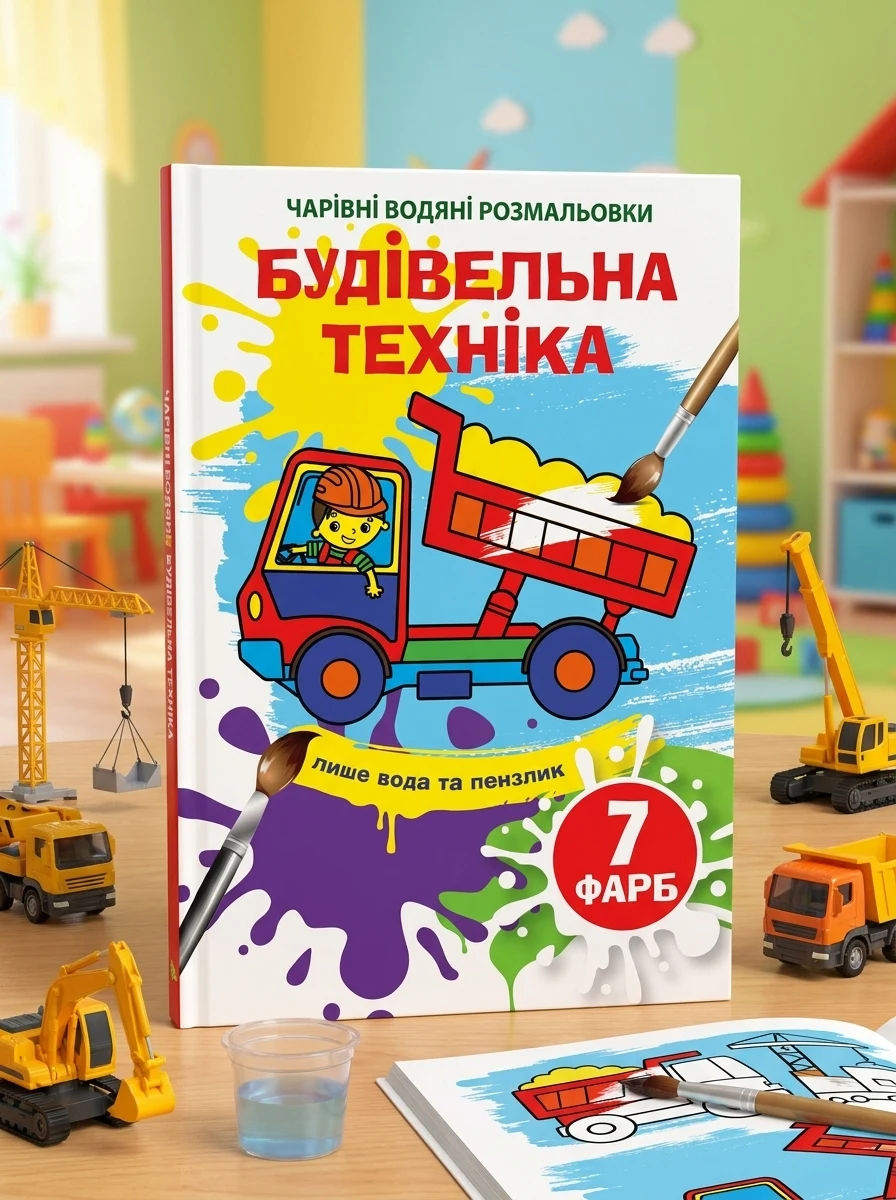 Чарівні водяні розмальовки. Будівельна техніка, — Дитяча література