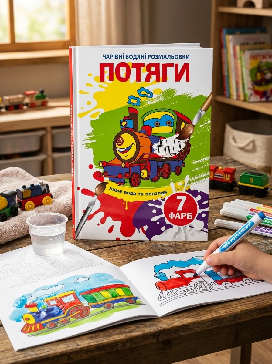 Чарівні водяні розмальовки. Потяги, — Дитяча література
