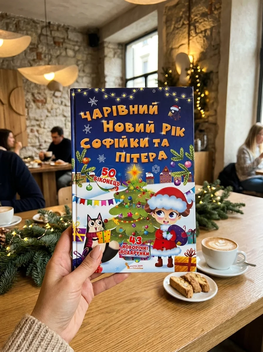 Чарівний Новий рік Софійки та Пітера. Книжка з секретними віконцями, обкладинка