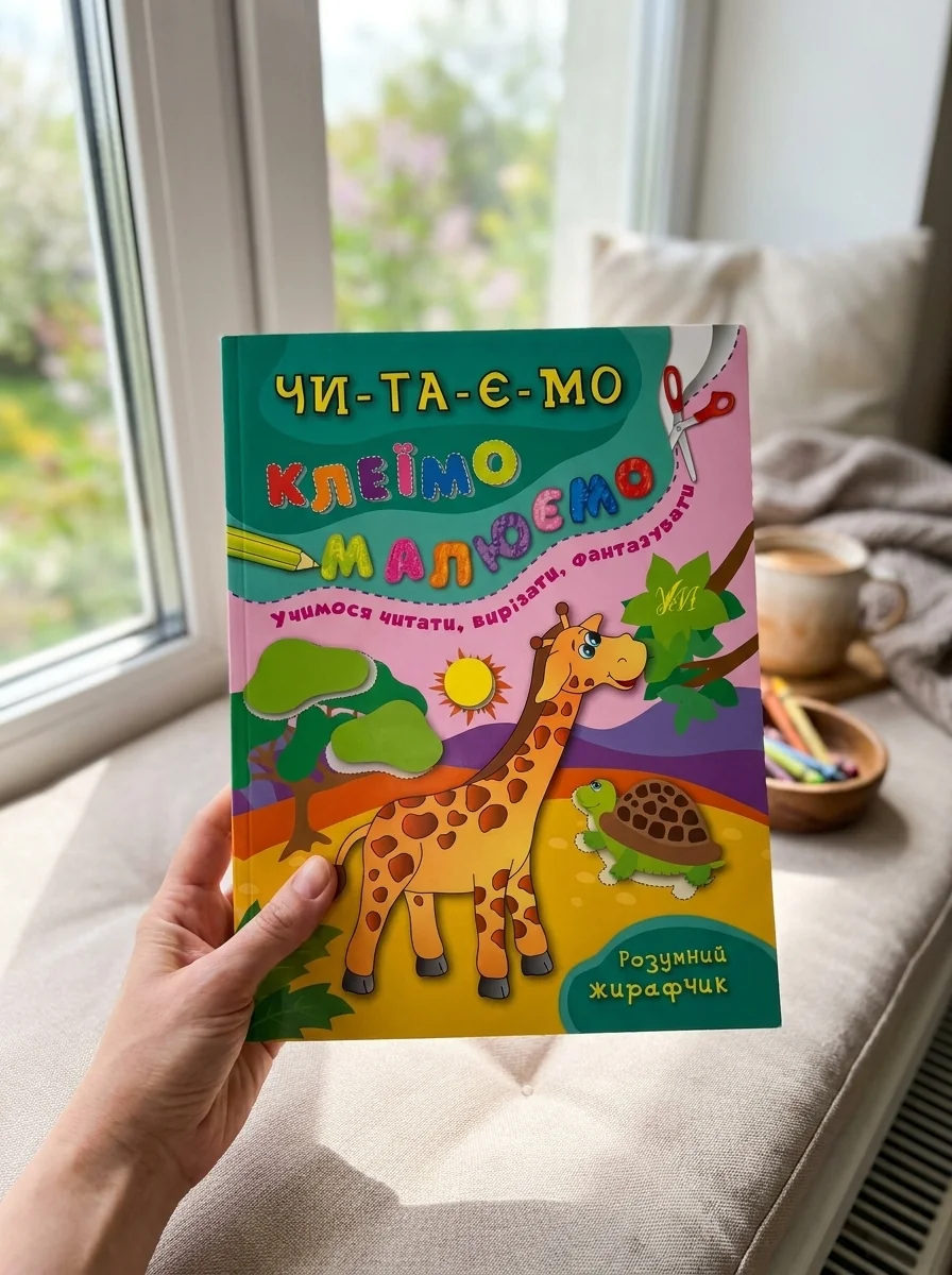 Читаємо. Клеїмо. Малюємо. Розумний жирафчик — Розвивальні книги
