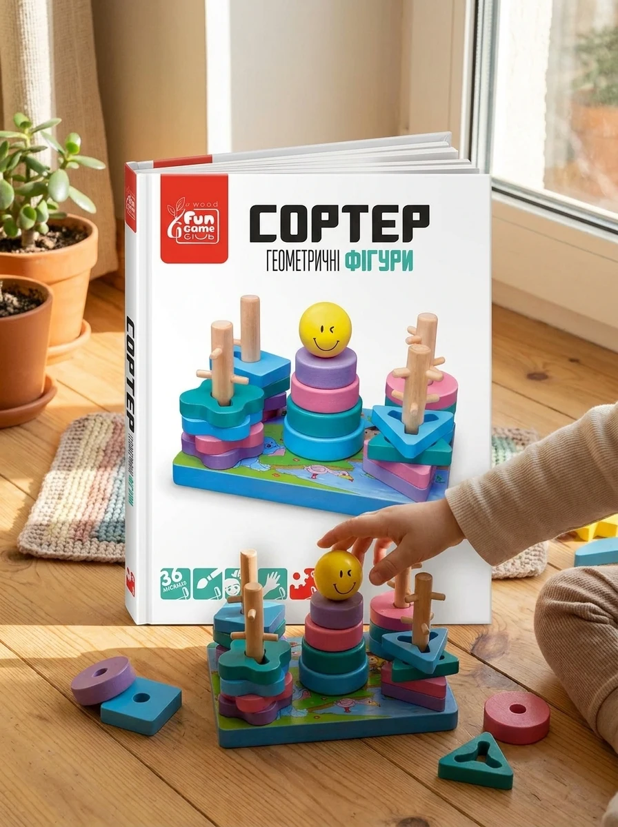 Дерев'яна гра-сортер Fun Game пірамідка (73413) — фото 2