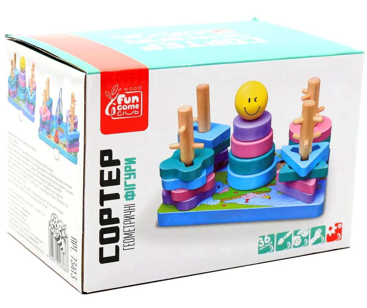 Дерев'яна гра-сортер Fun Game пірамідка (73413)