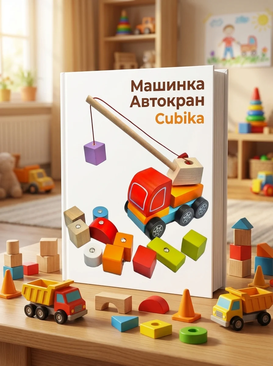 Дерев'яна машинка Cubika Автокран 13913