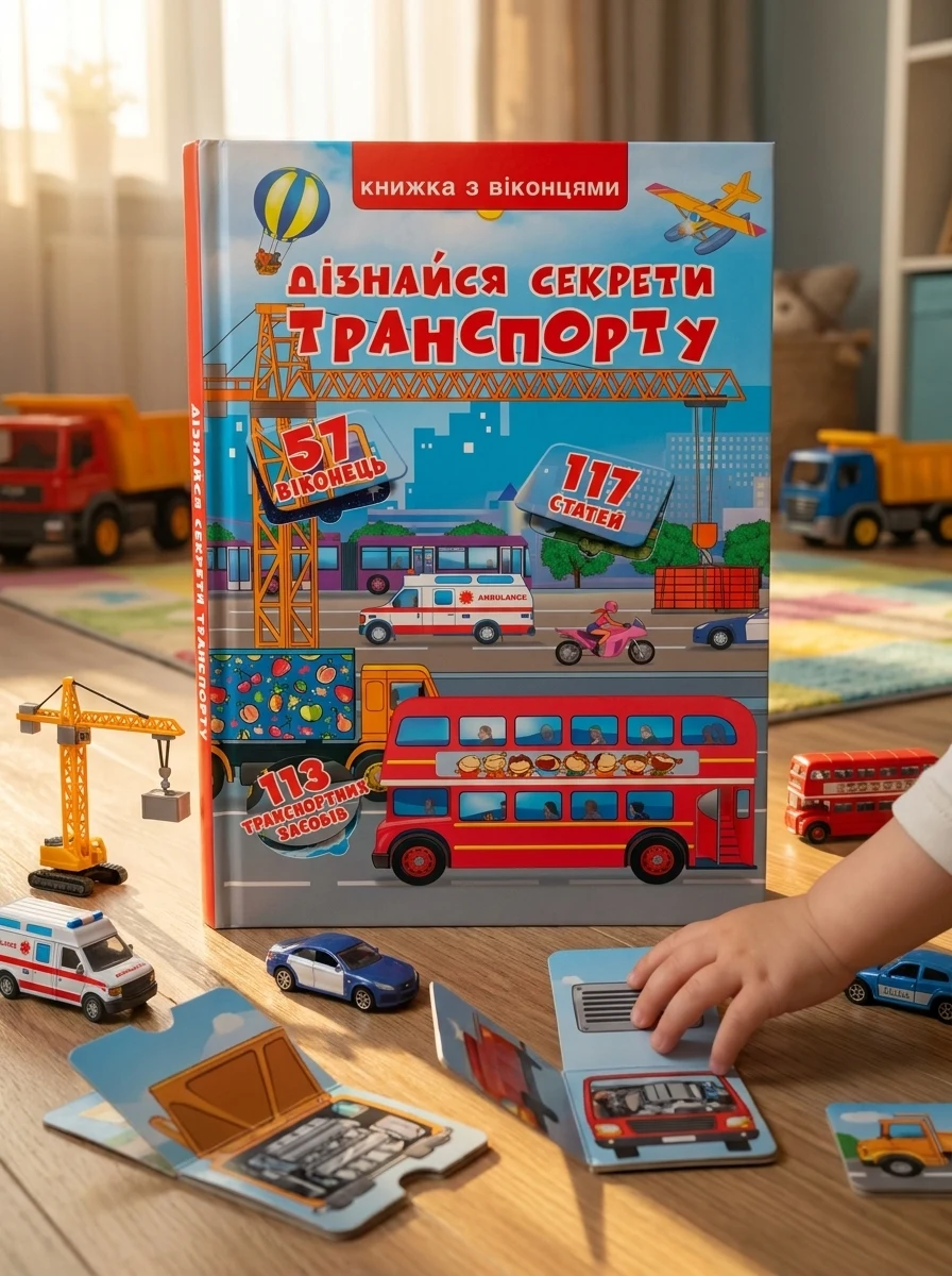 Дізнайся секрети транспорту. Книжка з віконцями