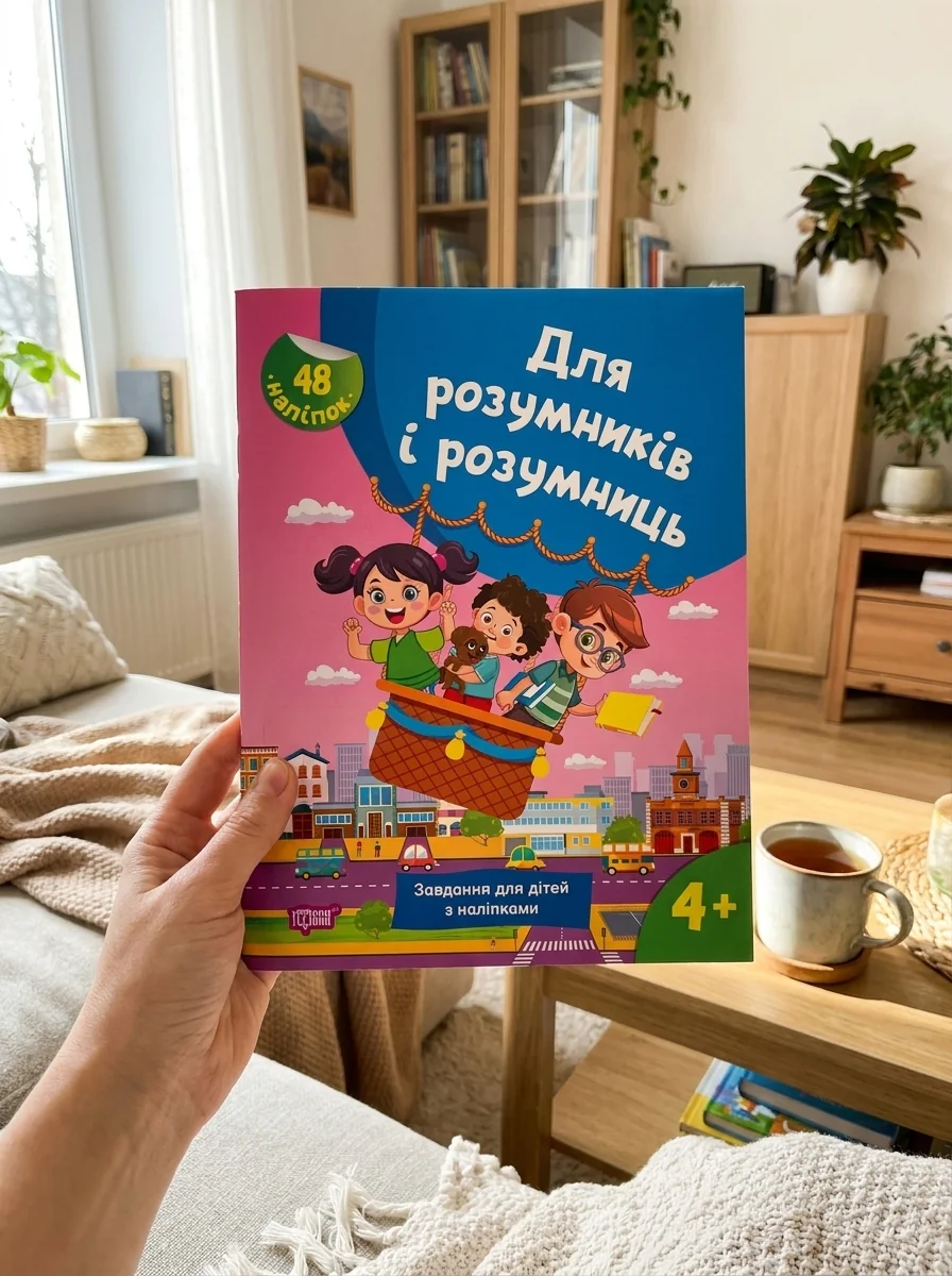 Для розумників і розумниць. Завдання для дітей з наліпками. 4+ — Дитяча література