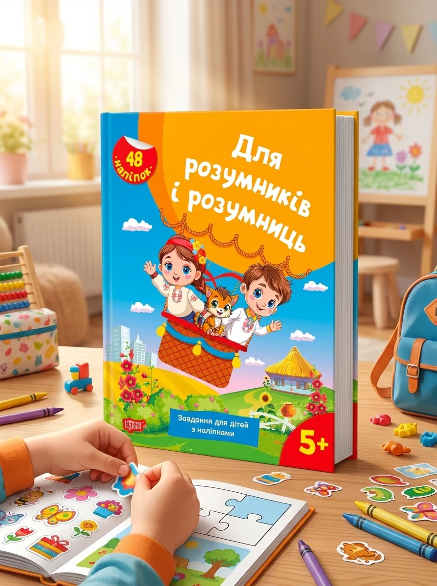 Для розумників і розумниць. Завдання для дітей з наліпками. 5+
