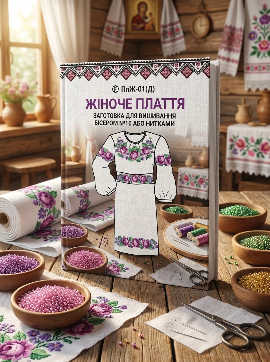Домоткана Загот. для вишивки жіночого плаття - троянди 1 ПлЖ1
