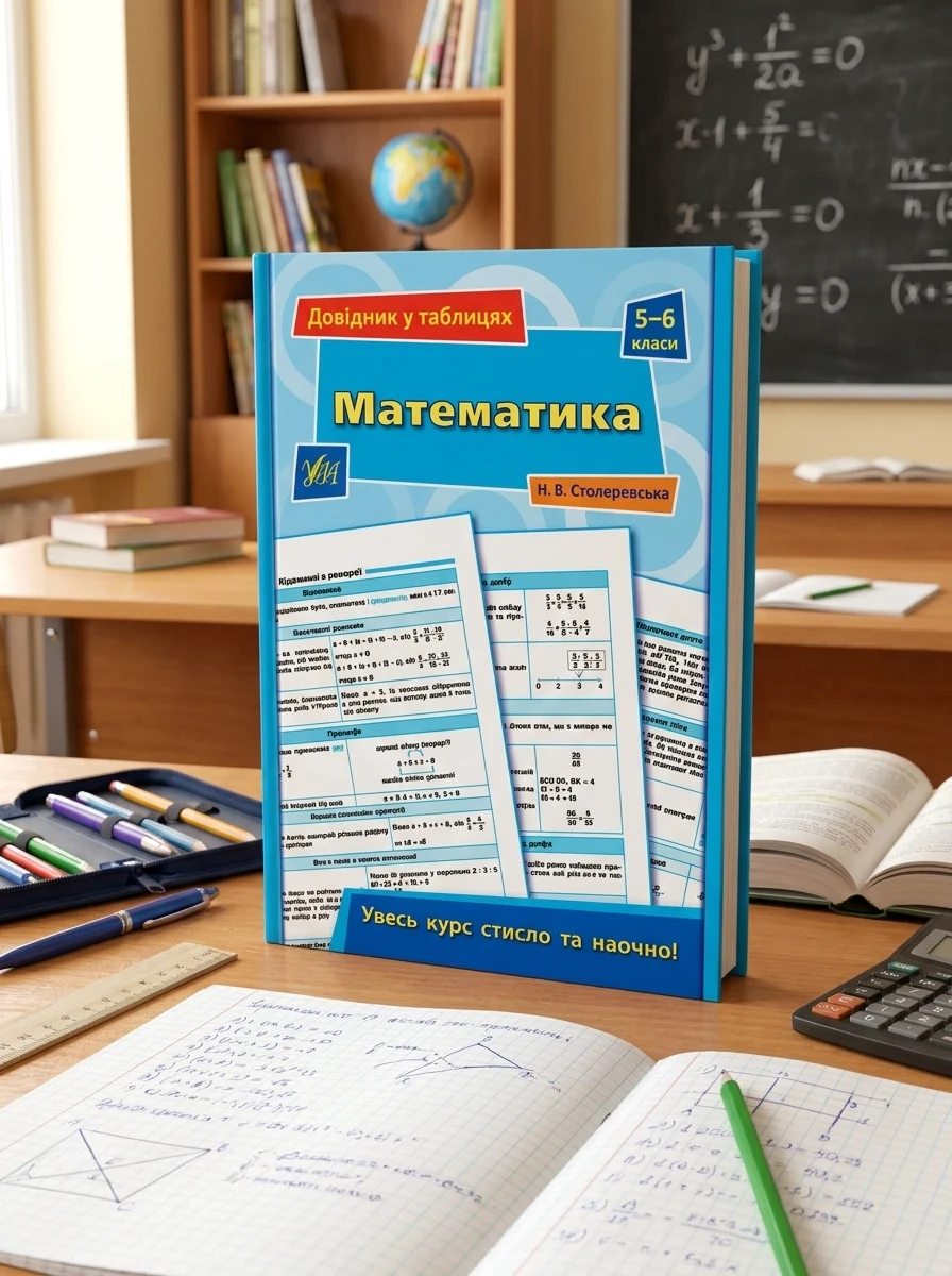 Довідник у таблицях 5-6 класи. Комплект із 4 шт: Математика, Українська мова, Англійська мова, Природознавство, Біологія — Навчальна література