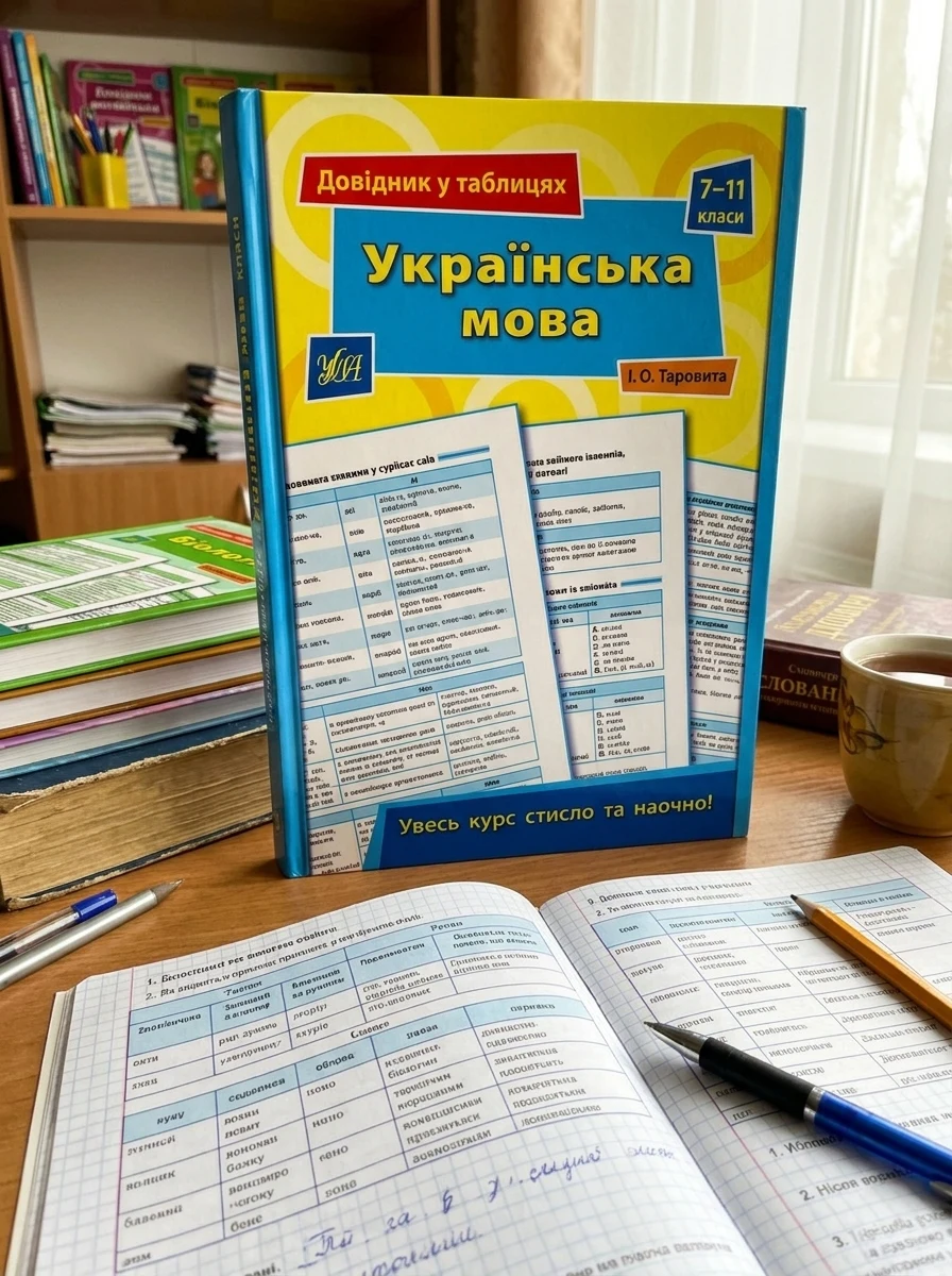 Довідник у таблицях 7-11 класи. Комплект із 4 шт: Українська мова, Англійська мова, Біологія, Історія України — Навчальна література