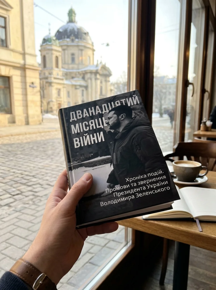 Дванадцятий місяць війни. Хроніка подій. Промови Президента України Володимира Зеленського — Олександр Красовицький, обкладинка