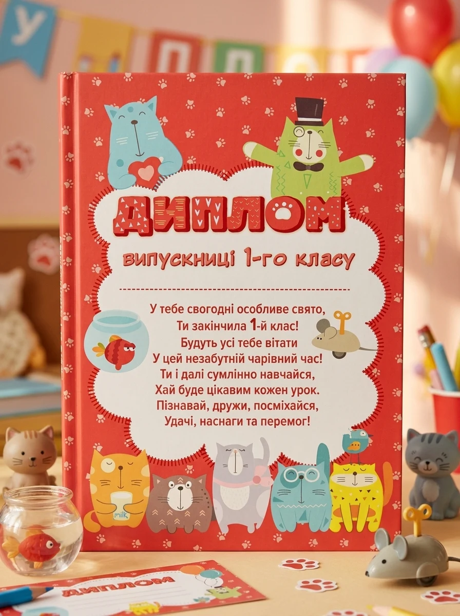 Диплом випускниці 1 класу (з котиками) — Дитяча література