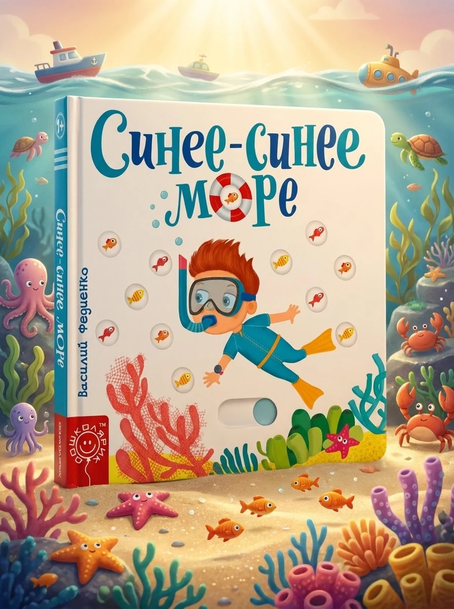Дитяча книга сторінки-цікавинки Синє-синє море Василь Федієнко, обкладинка