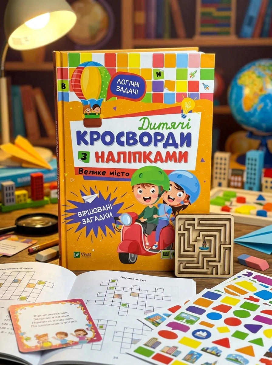 Дитячі кросворди з наліпками. Велике місто — Дитяча література