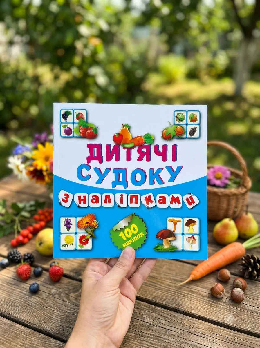 Дитячі судоку з наліпками. Фрукти, овочі. 100 наліпок — Книги з наліпками