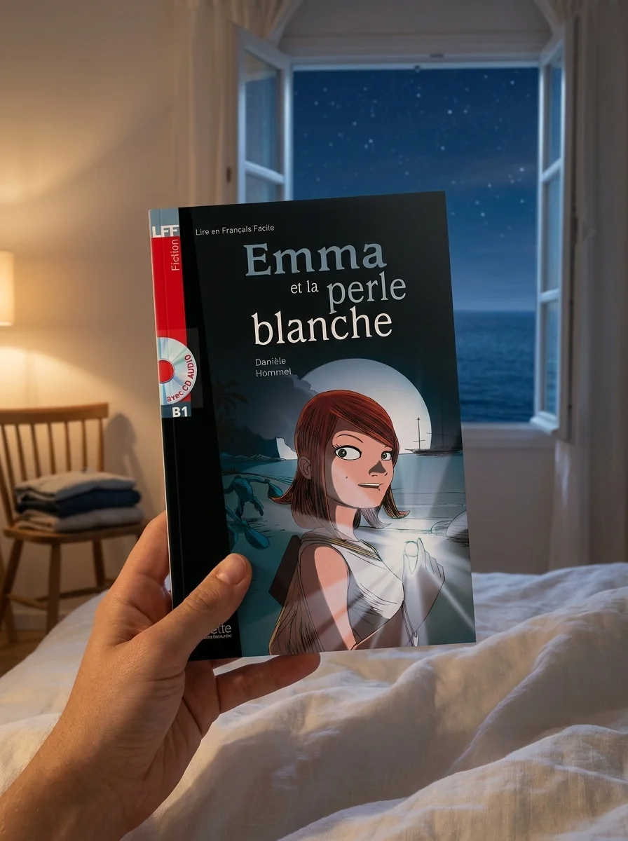 Emma et la Perle blanche. B1 Livre + CD audio — Danièle Hommel, обкладинка