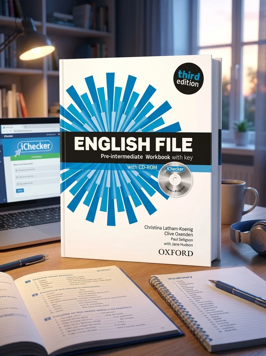 English File Pre-intermediate. Workbook with key and iChecker — фото 2