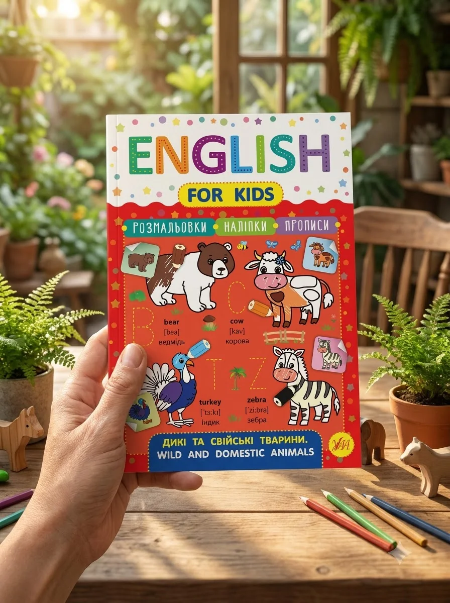 English for Kids. Дикі та свійські тварини. Wild and Domestic Animals — Розвивальні книги