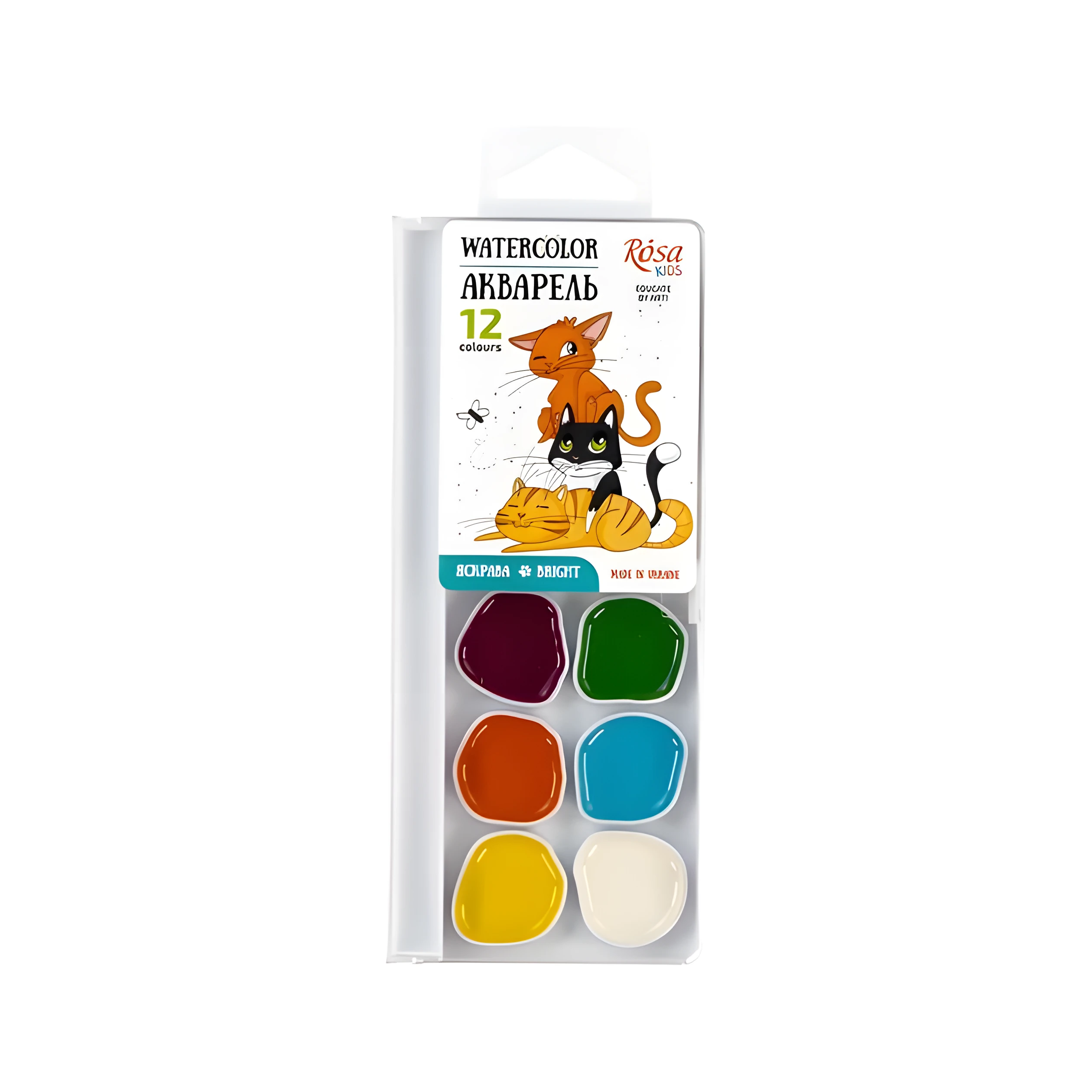 Фарби акварельні ROSA Kids Cats 12 кольорів