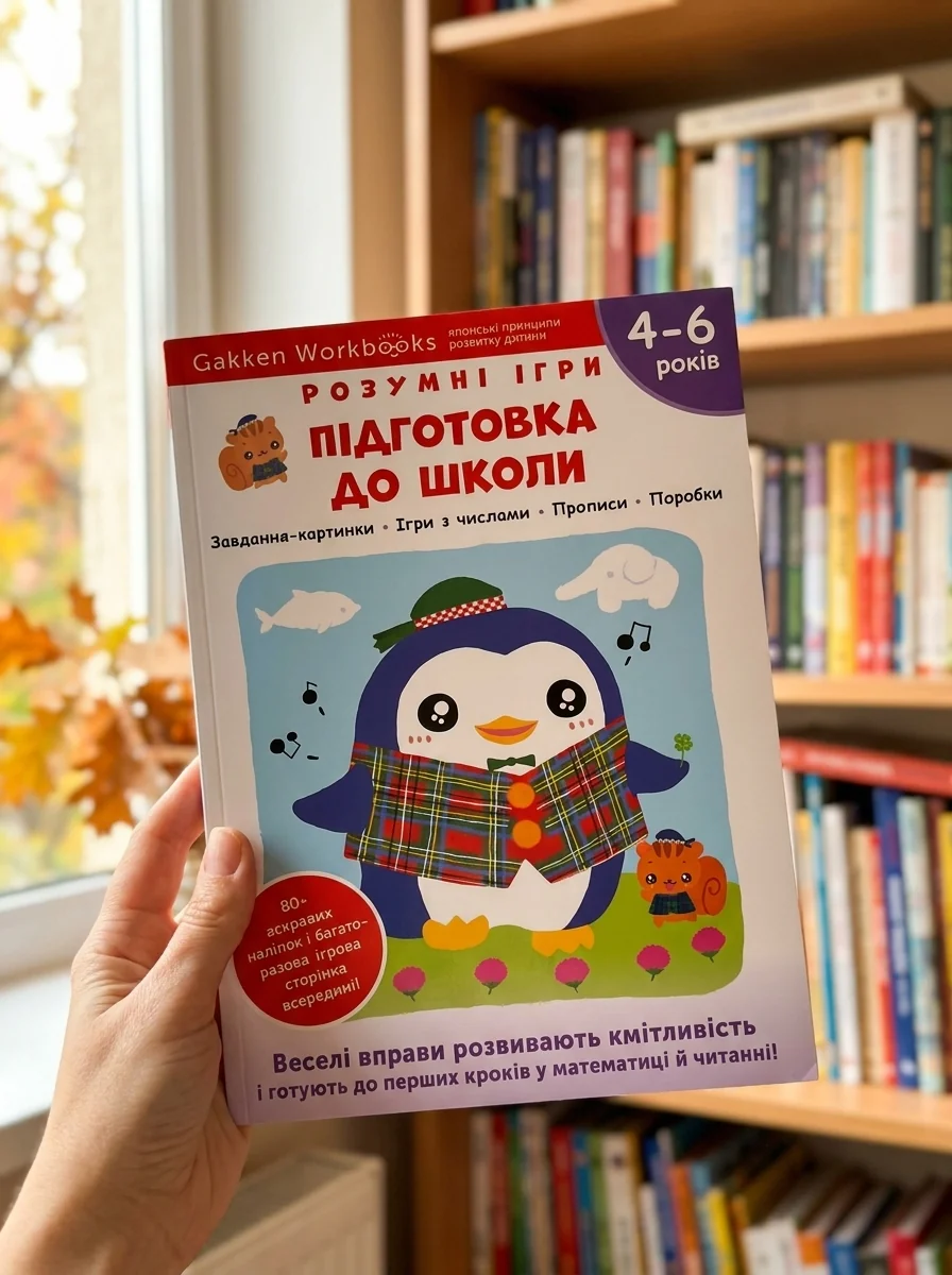 Gakken. Розумні ігри. Підготовка до школи. 4–6 років + наліпки і багаторазові сторінки для малювання — фото 2