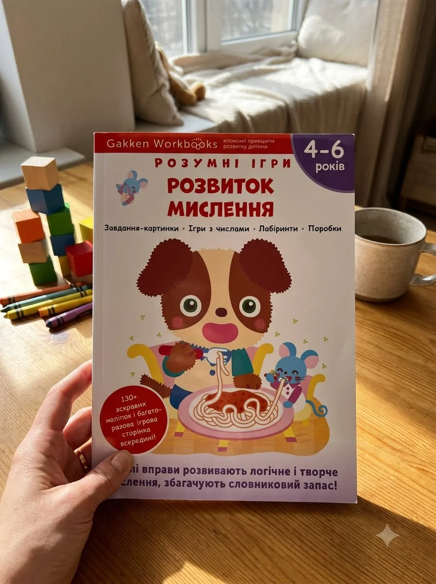 Gakken. Розумні ігри. Розвиток мислення. 4–6 років + наліпки і багаторазові сторінки для малювання — фото 2