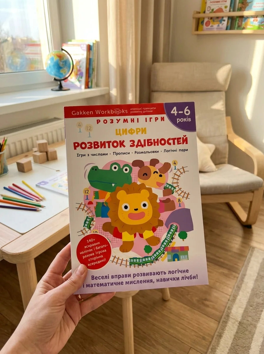 Gakken. Розумні ігри. Розвиток здібностей. Цифри. 4–6 років + наліпки і багаторазові сторінки для ма — фото 2
