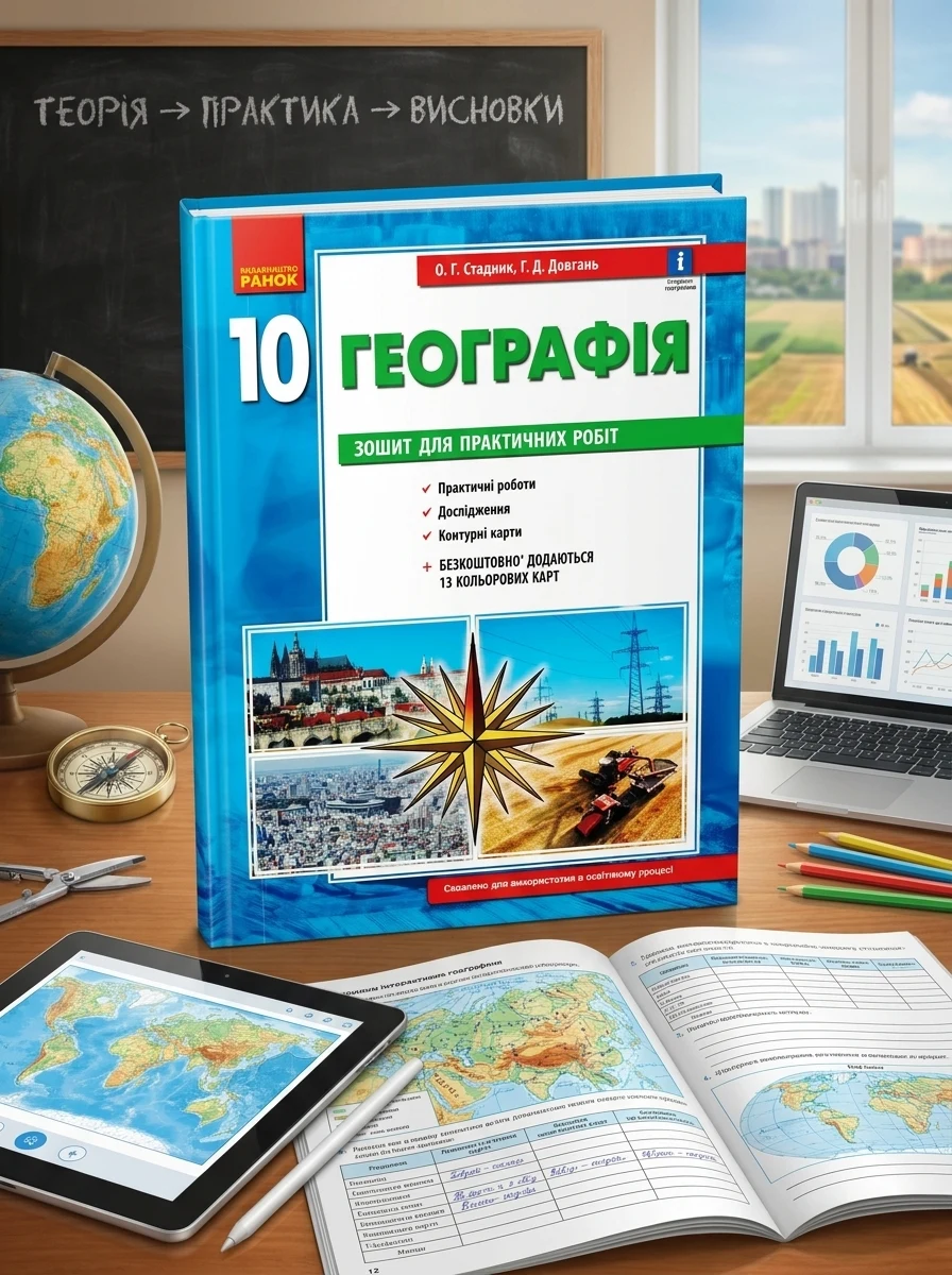 Географія 10 клас. Зошит для практичних робіт. Оновлена + Інтерактив