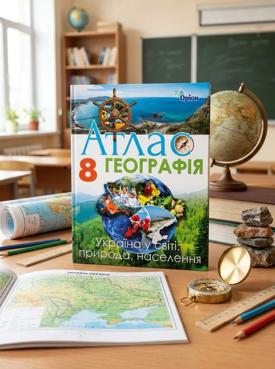 Географія 8 клас. Атлас. Україна у світі: природа, населення — Дитяча література
