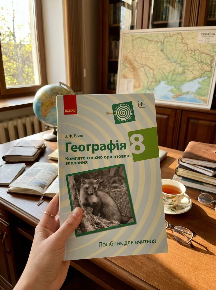 Географія. 8 клас. Компетентнісно орієнтовані завдання. Посібник для вчителя — Володимир Вовк, обкладинка