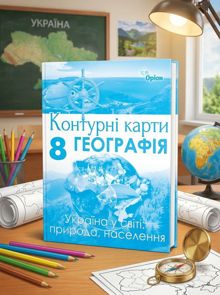 Географія 8 клас. Контурні карти. Україна у світі: природа, населення — Дитяча література